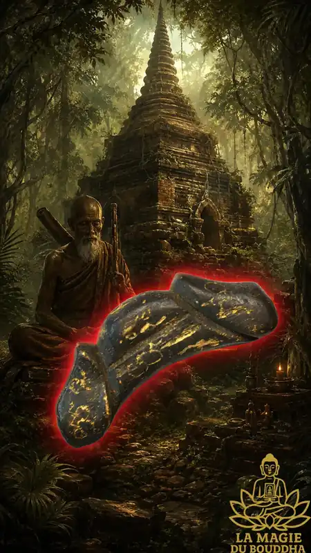 Très ancienne amulette Palat Khik double tête en bois sculpté