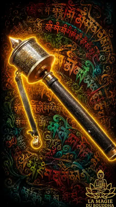 Handcrafted Tibetan prayer wheel in copper and brass