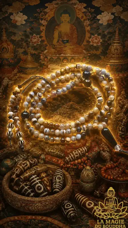 Precious Tibetan Dzi Agate Mala
