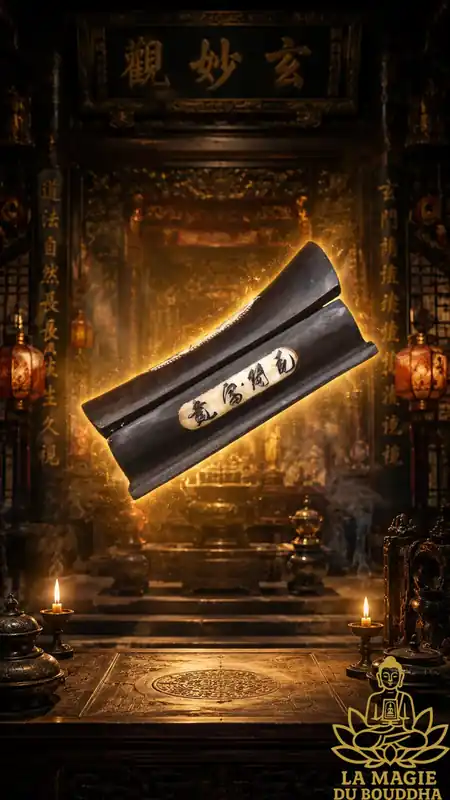 Small Chinese dark wood Feng Shui coffin with bone inlays and lucky inscriptions