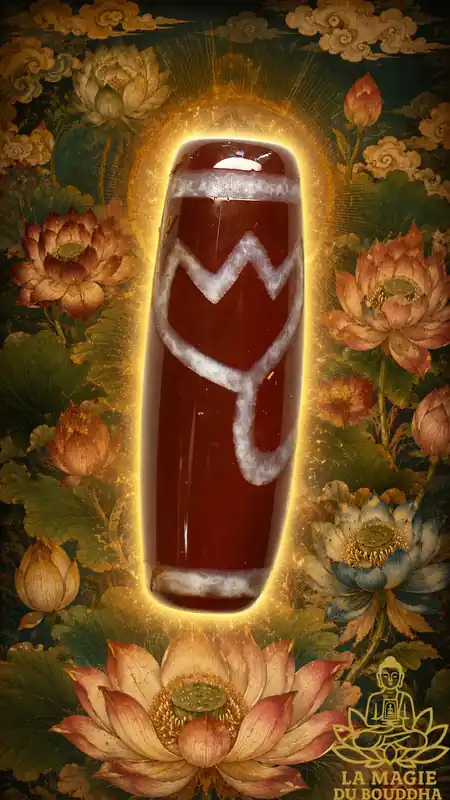 Recent handcrafted Carnelian Tibetan Dzi Lotus Sacred Bead