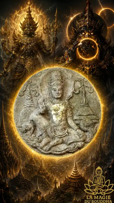 Large Jatukham Rammathep / Phra Pidta / Phra Rahu Amulet - Wat Mahatat