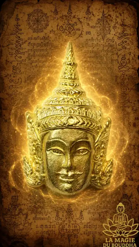 Phra Lak Na Thong Lakshmana Gold Mask Amulet - Most Venerable Luang Phor Kallong