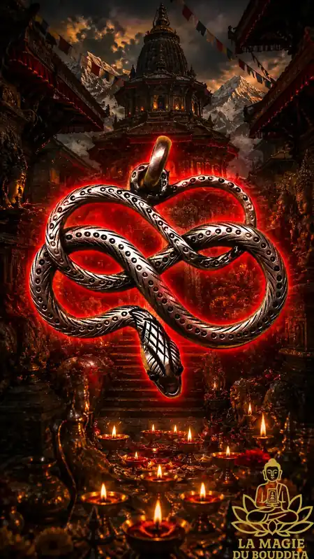 🐍 Handmade Nepalese intertwined snake pendant in silver alloy
