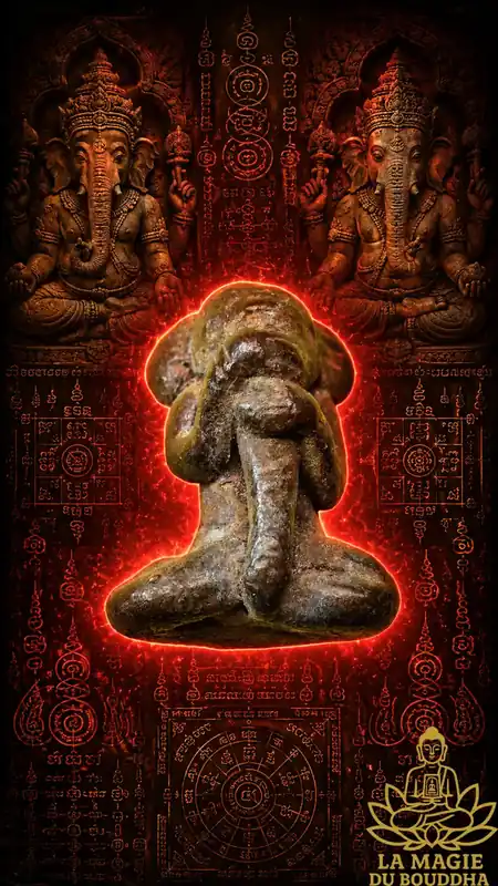 Ancient Cambodian Bronze Phra Pikanet Pidta Amulet