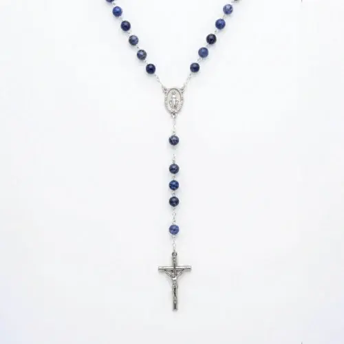 Chapelet sodalite en chaîne argenté