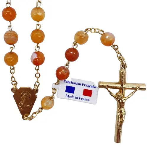Chapelet Agate orange facettée