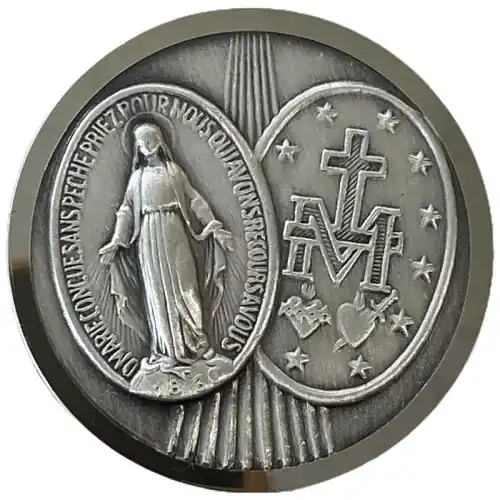 Plaque auto argentée Vierge Miraculeuse