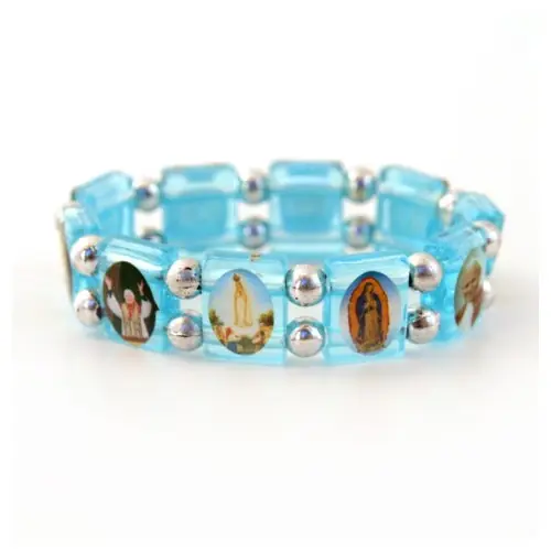 Bracelet religieux des Saints bleu clair