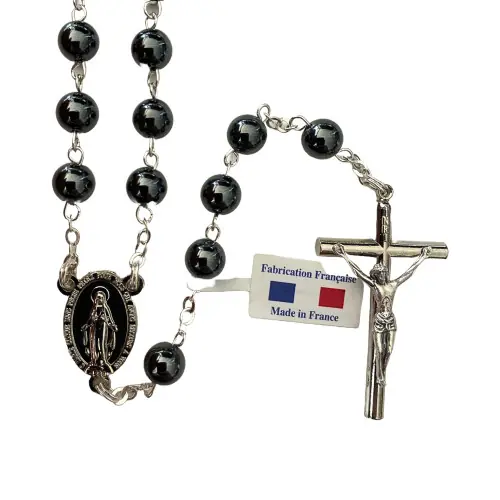 Chapelet en Hématite avec Chaîne Argentée