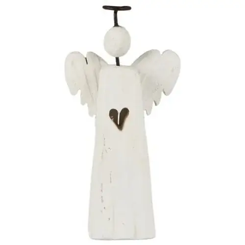Ange cœur en bois - 14 cm