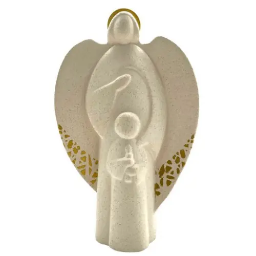 Ange gardien doré - céramique - 19 cm