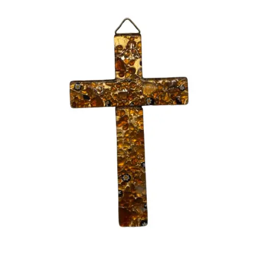 Croix murale en verre de Murano - Rouille