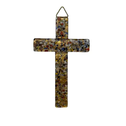 Croix murale en verre de Murano - Multicolore