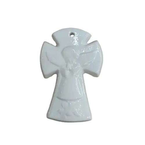 Croix en faïence Ange Blanc
