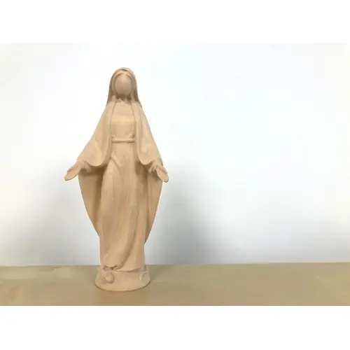 Statue bois naturel Vierge Miraculeuse - 15cm