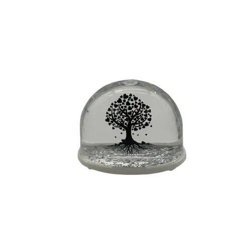 Petite Boule à neige argentée Arbre de Vie