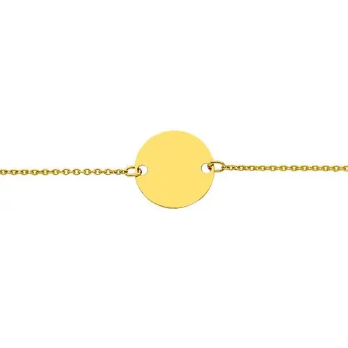 Gourmette en Or avec plaque Ronde - Or 750% (18 carats)