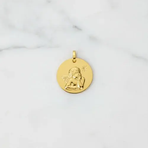 Médaille baptême Ange Pensif - Or