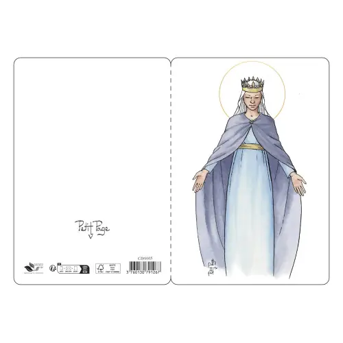 Carte double - Vierge Couronnée - Petit Page - 16.5X11.5 cm