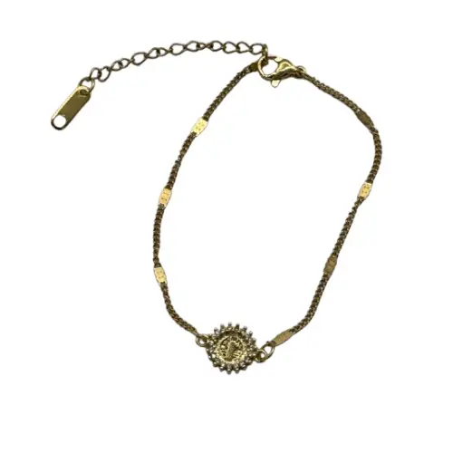 Bracelet avec vierge miraculeuse brillante et chaine dorée