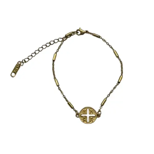 Bracelet avec croix grecque et chaine dorée