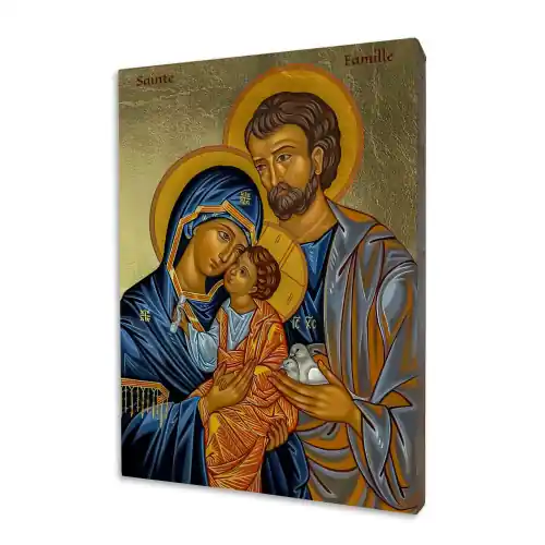 ICONE RELIGIEUSE EN FEUILLE D'OR - 10x15 - Sainte Famille