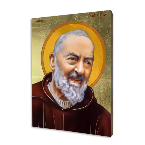 ICONE RELIGIEUSE EN FEUILLE D'OR - 10x15 - Padre Pio