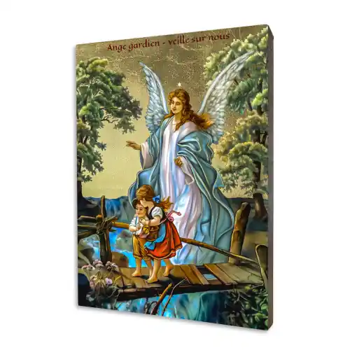 ICONE RELIGIEUSE EN FEUILLE D'OR - 10x15 - Ange Gardien