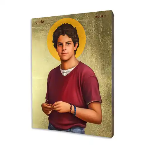 ICONE RELIGIEUSE EN FEUILLE D'OR - 10x15 - Carlo Acutis