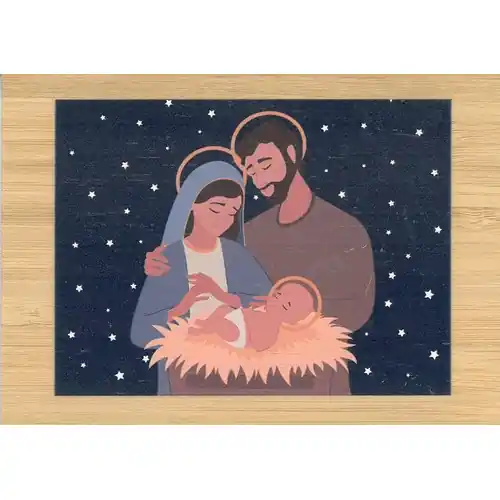 Carte de Noël en bambou - Nativité marine
