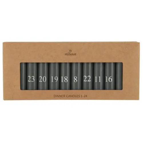 24 Petites Bougies de l'Avent numérotées - Gris anthracite