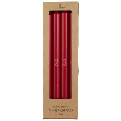 Lot de 4 bougies de Noël - 29cm - Rouge