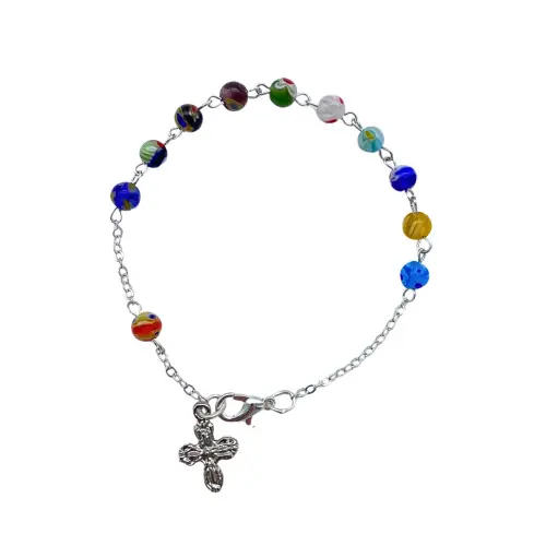 Bracelet en verre Murano chaîne argenté