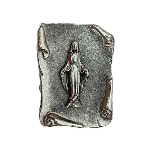 Plaque Auto Argentée Rectangulaire Notre-Dame de Lourdes