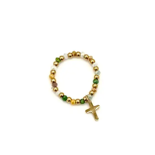 Bague en perles avec Pendentif Croix