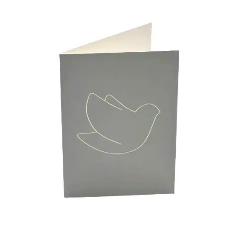 Carte double Colombe Emany Grise - 16.5X11.5 cm