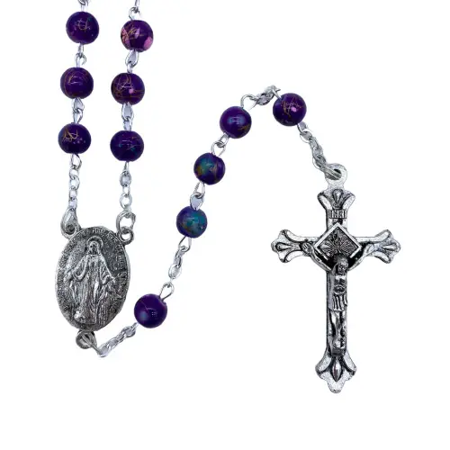 Chapelet en verre Violet