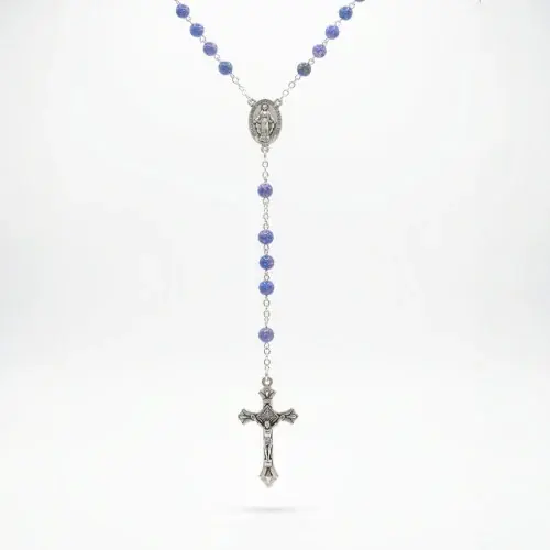 Chapelet en verre bleu