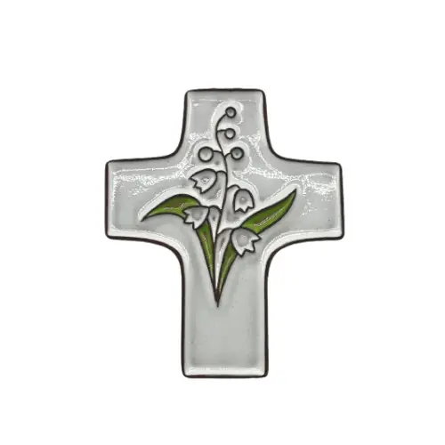 Croix Céramique avec Fleurs de Lys