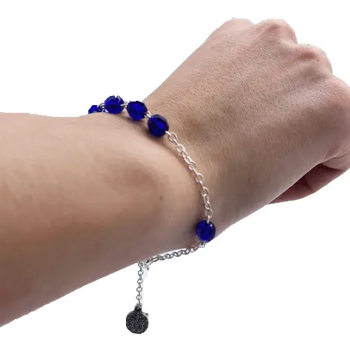 Bracelet Dizainier en perle de verre facettée - Violet foncé