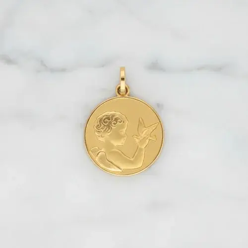 Médaille Ange et oiseau - OR