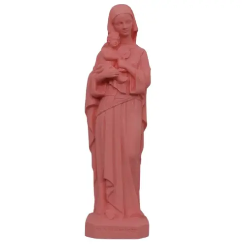 Statue colorée Notre Dame de l'Eucharistie en albâtre - 17cm - ROSE