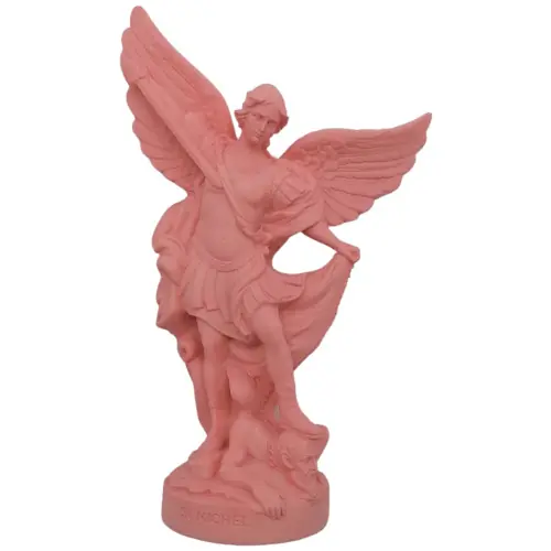 Statue colorée Saint Michel - 17cm - ROSE