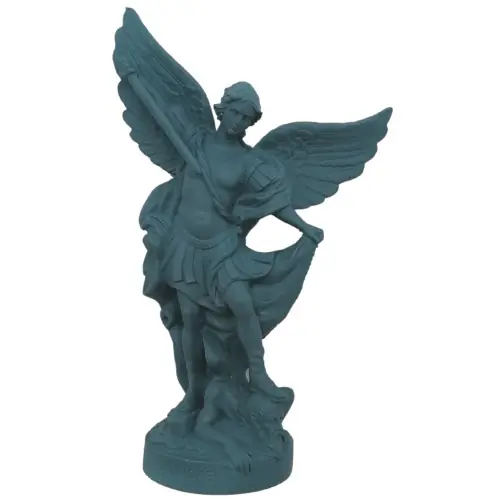 Statue colorée Saint Michel - 17cm - BLEU PETROLE