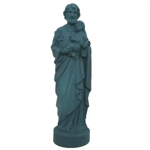 Statue colorée Saint Joseph - 17cm - BLEU PETROLE