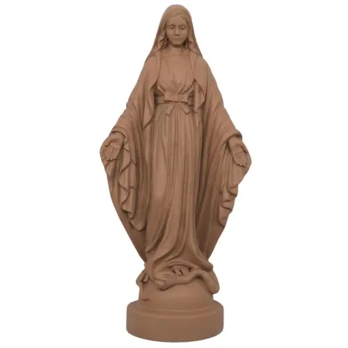 Statue colorée Vierge miraculeuse en albâtre - 17cm - TAUPE