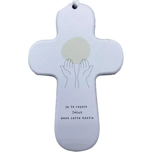 Croix bois SISTER "Je te reçois Jésus"