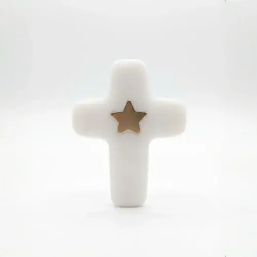 Croix Emany en pierre d'albâtre avec dorure - Croix de l'étoile