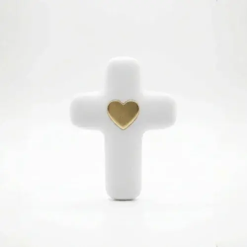 Croix Emany en pierre d'albâtre avec dorure - Croix de l'amour